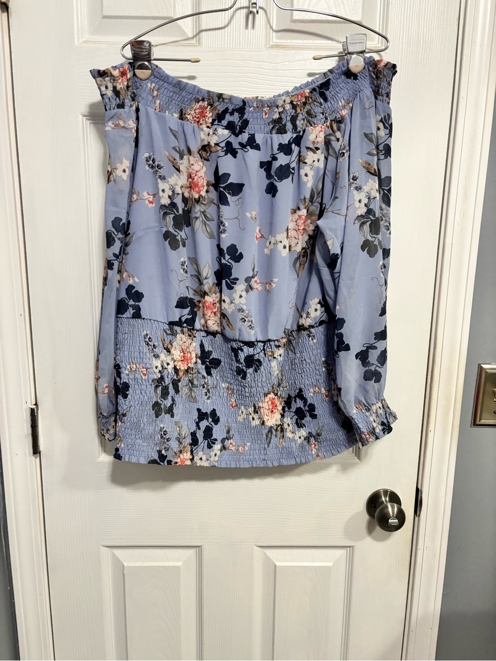 City Chic Powder Blue Floral Off-Shoulder Top